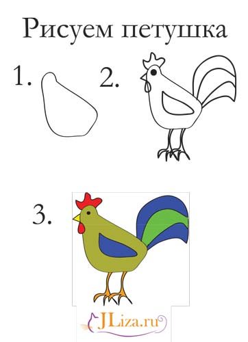 Схема рисования петуха