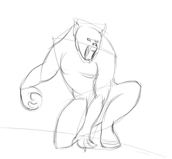 Поэтапное рисование оборотня