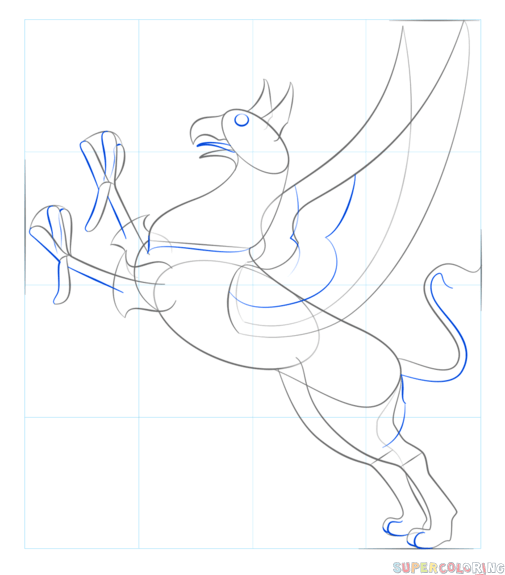 Схема рисования грифона для детей