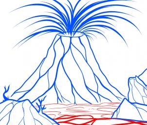 Рисунок вулкана для срисовки
