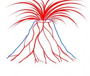 Вулкан цветными карандашами