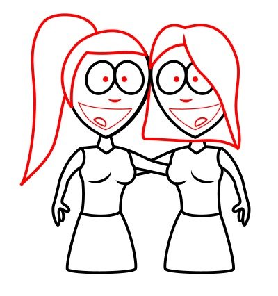 Картинки подружки спиной нарисованные