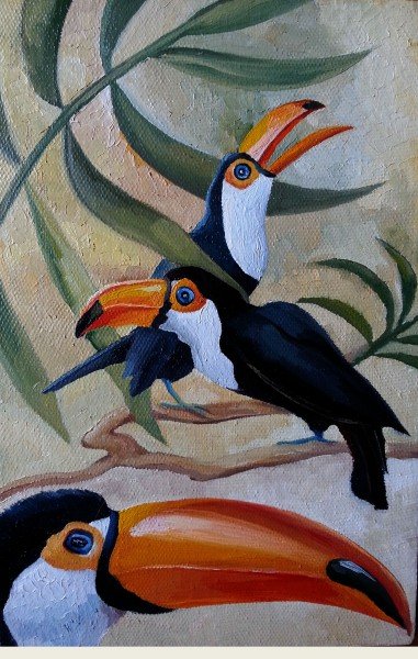 Тукан картина маслом