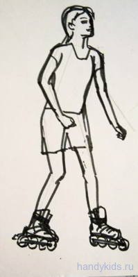Роликовые коньки карандашом