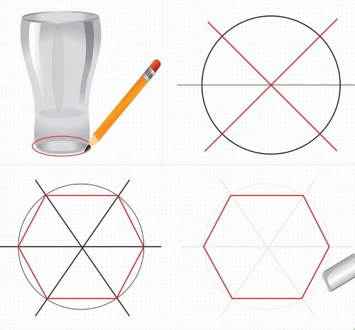 Как нарисовать шестиугольник карандашом