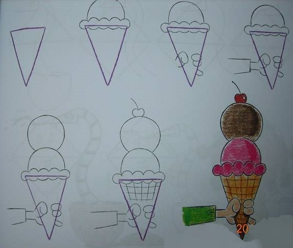 Поэтапное рисование мороженого