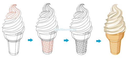 Рисунок мороженое в рожке карандашом
