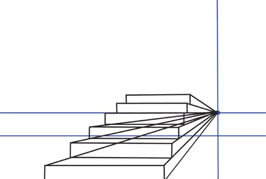 Поэтапное рисование лестницы