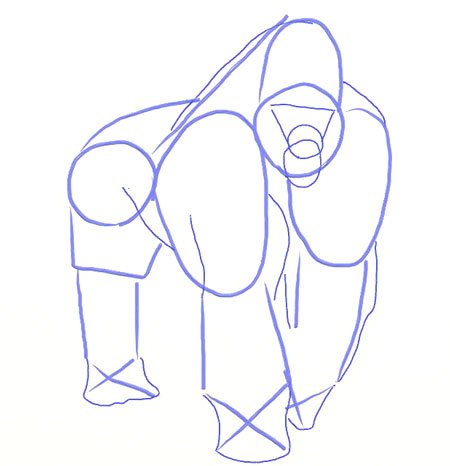 Горилла рисуем поэтапно