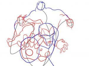 Мстители этапы рисования