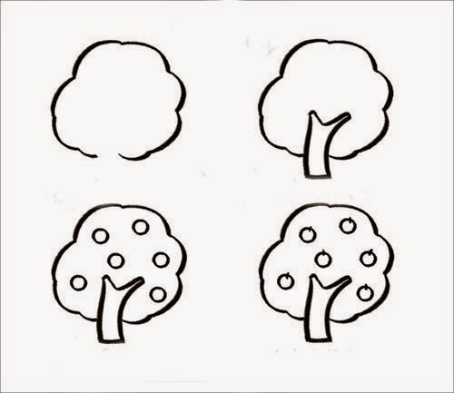 Яблоня рисунок поэтапно