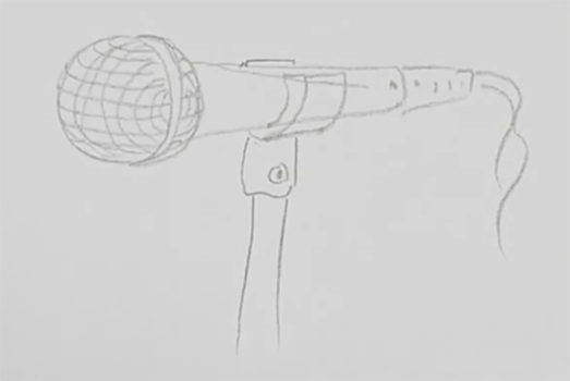 Рисунок микрофона карандашом легкий