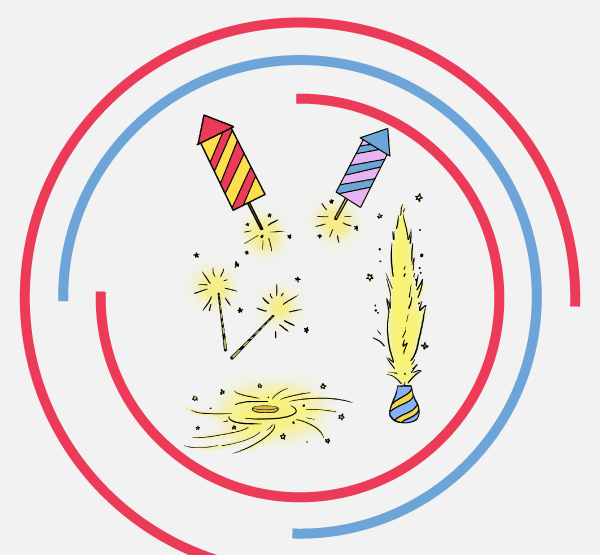 Рисовать фейерверк фломастером