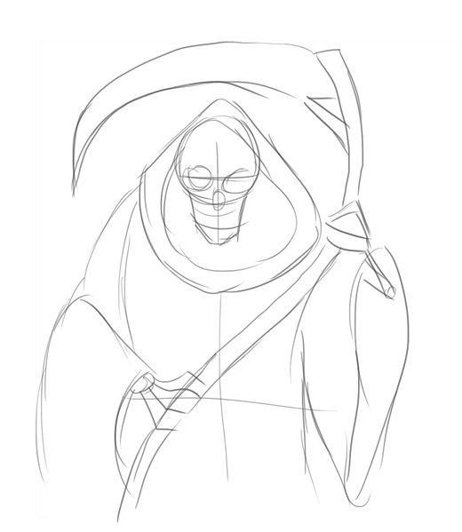 Смерть с косой рисунок карандашом