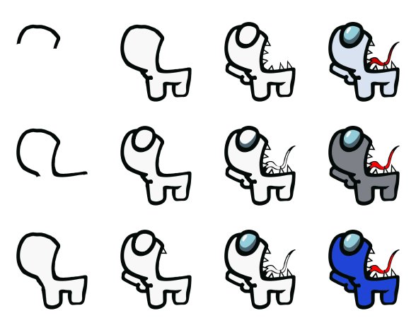 Рисунок игры амонг АС питомцы поэтапно карандашом