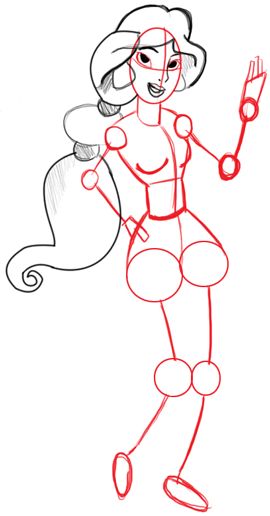 Принцесса Жасмин рисовать поэтапно