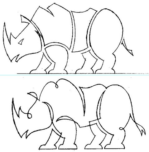 Носорог линиями