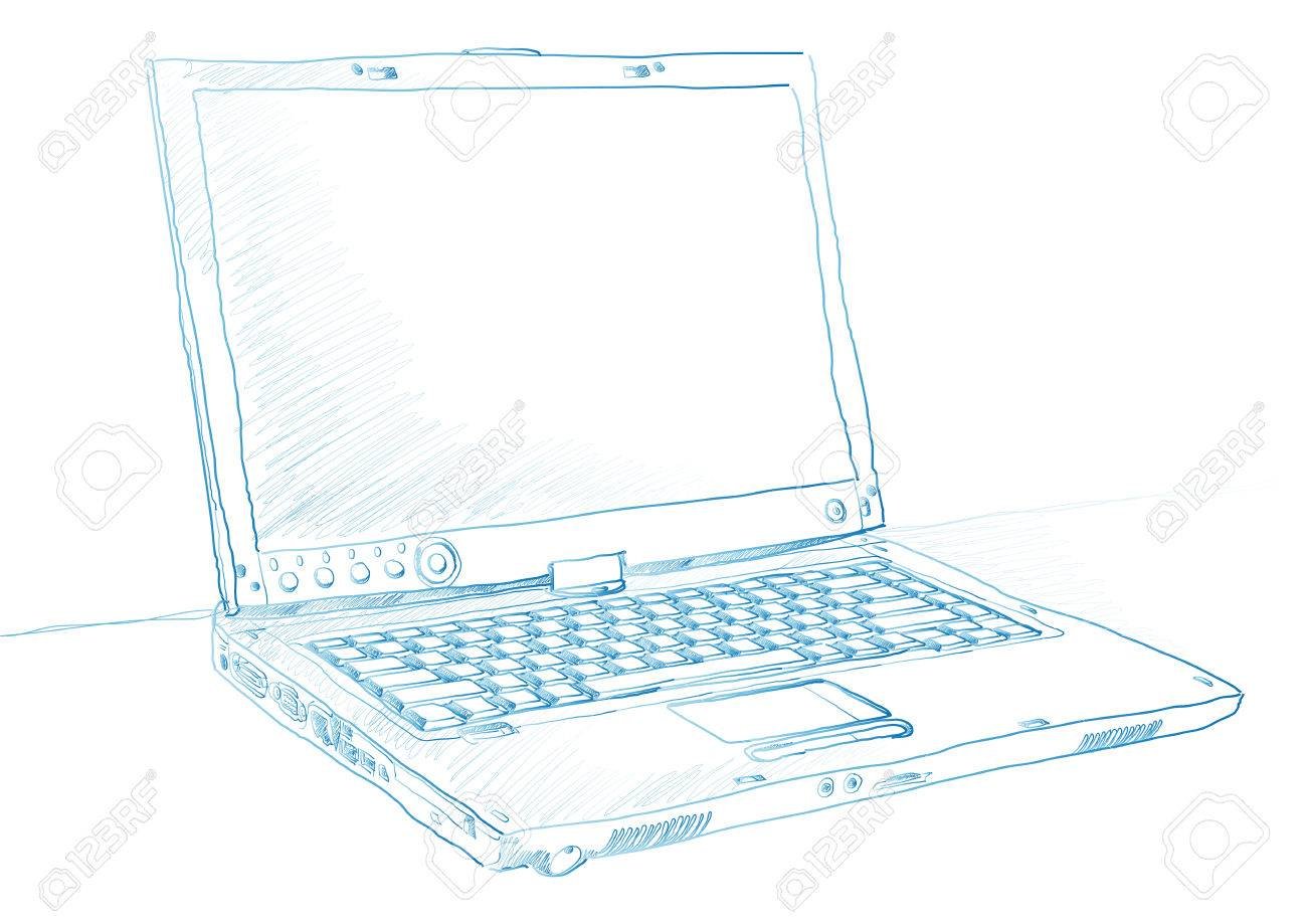 Нарисованный ноутбук сзади