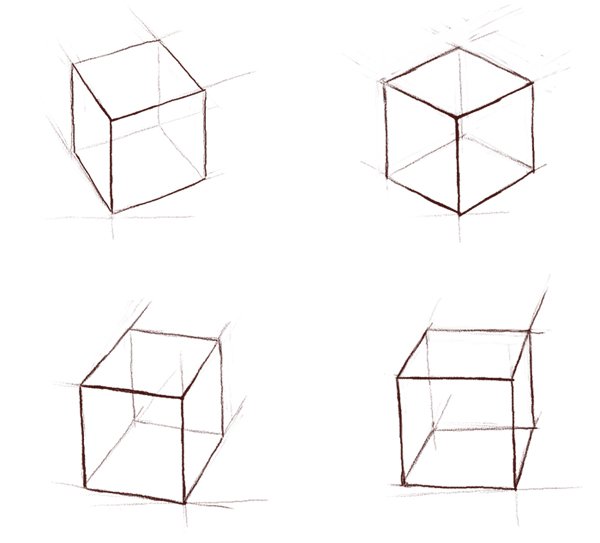 Поэтапное рисование куб