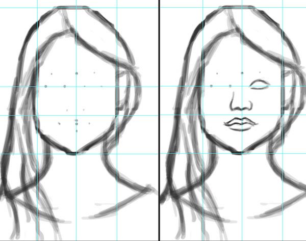 Этапы рисования портрета девочки