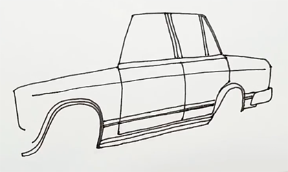 Нарисовать ВАЗ 2107 сбоку