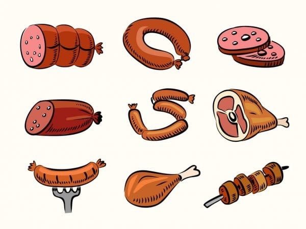 Колбаса в мультяшном стиле