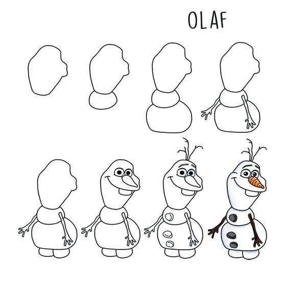 Поэтапное рисование Олафа