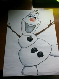 Поэтапное рисование на окне Олаф