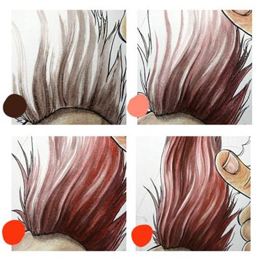 Волосы акварелью пошагово