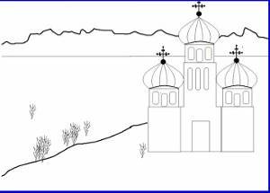 Эскиз церкви карандашом