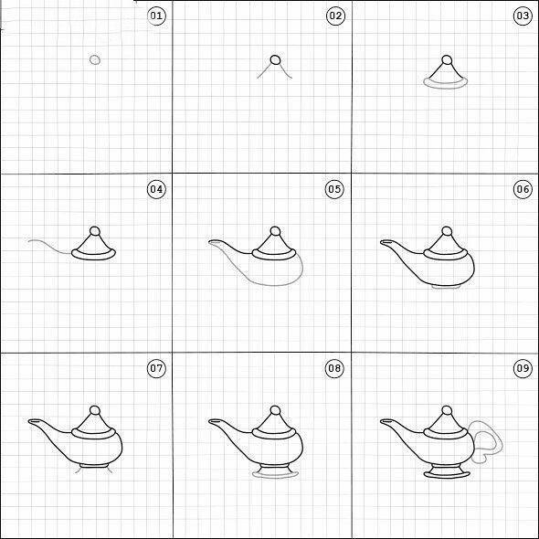 Лампа Аладдина поэтапно