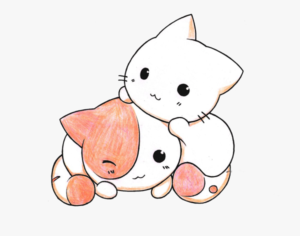 Рисунки для срисовки милые котята с фруктами