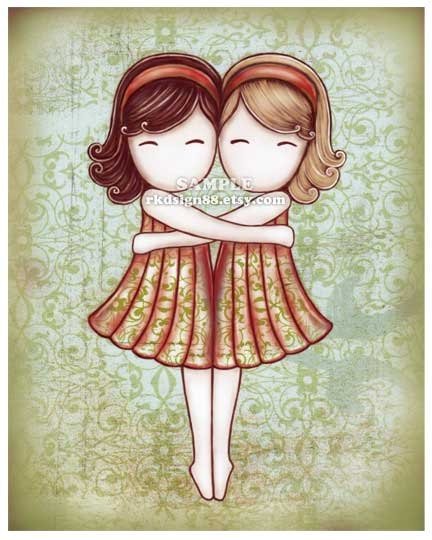 Две сестры нарисованные