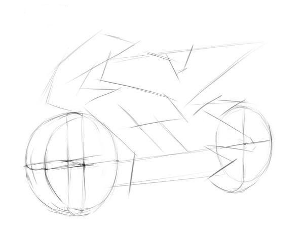 Пошаговое рисование мотоцикла