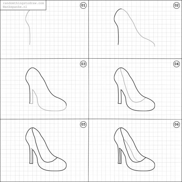 Как нарисовать туфли поэтапно