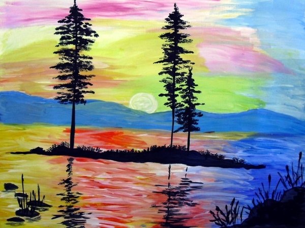 Рисование закат в подготовительной группе