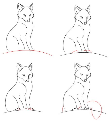 Рисование лисы пошагово