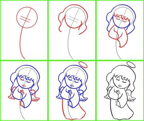 Как нарисовать ангелочка поэтапно