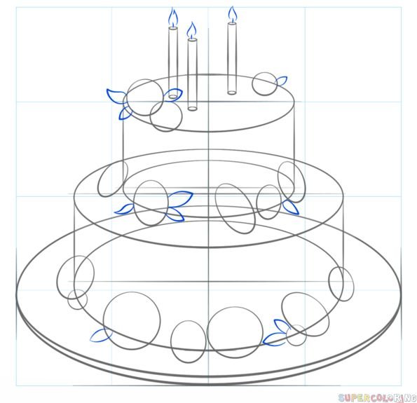 Эскиз трехъярусного торта