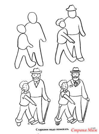 Портрет бабушки и дедушки карандашом