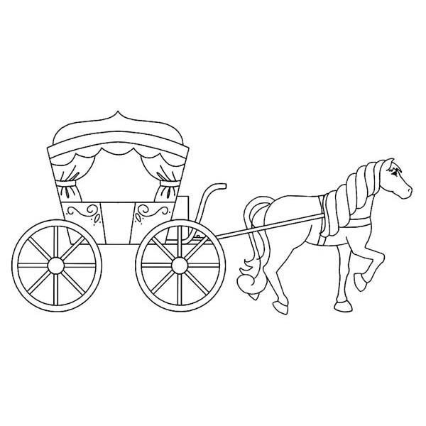Лошадка с каретой раскраска