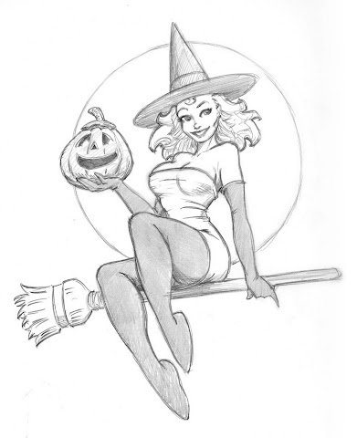 Разукрашки Хэллоуин ведьмы