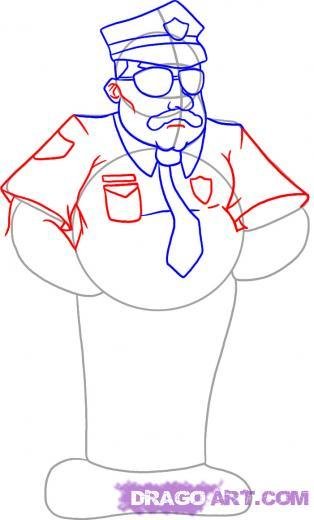Поэтапное рисование полицейского