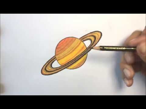 Сатурн карандашом цветным