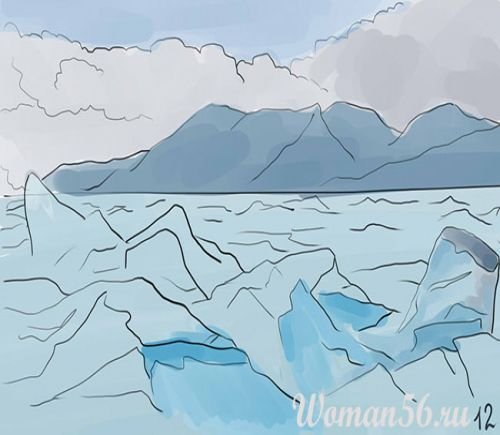 Скетч льдина на реке