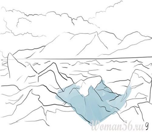 Раскраска лед на реке