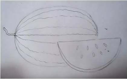 Пошаговое рисование арбуза