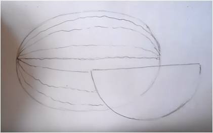 Нарисовать дыню поэтапно