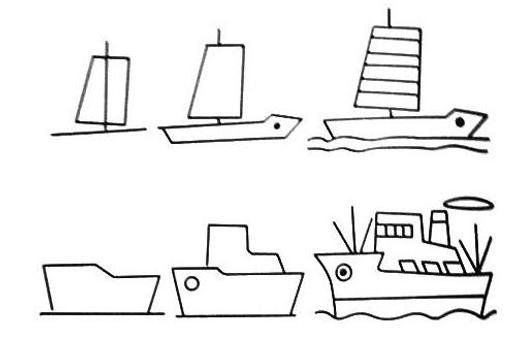 Поэтапное рисование кораблика для детей