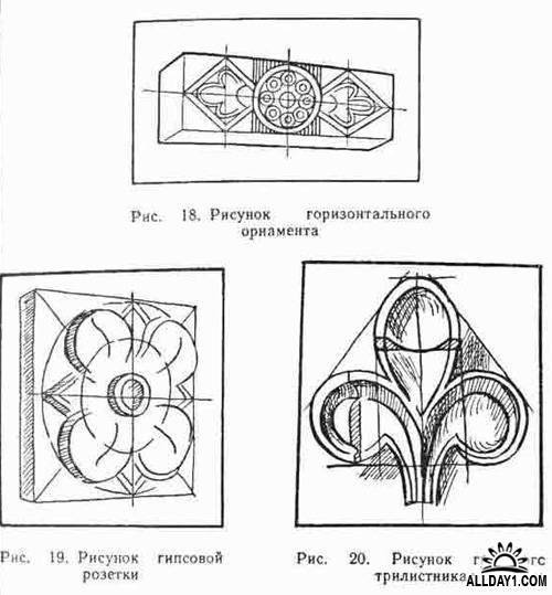Гипсовая розетка трилистник построение